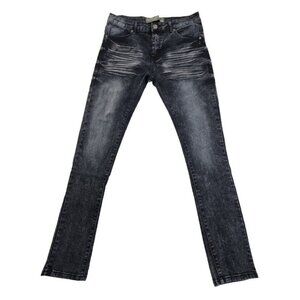 Denim & Rivets Premium Jeans Men’s Size 32x32 Black Acid Wash Feathering Slim LN